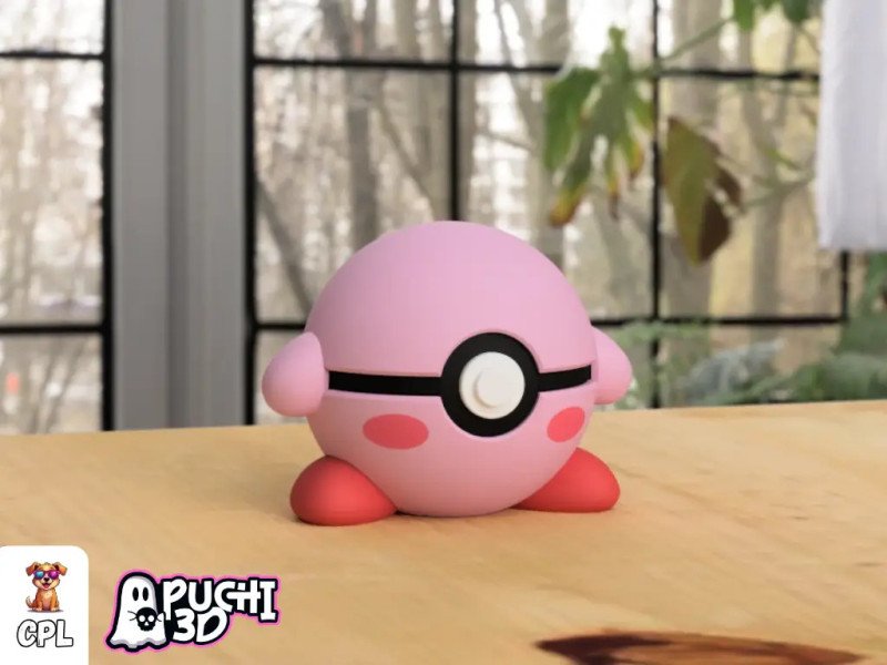 Pokebola Kirby | Figura decorativa impresa en 3D