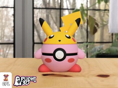 Pokebola Kirby con Pikachu | Figura decorativa impresa en 3D