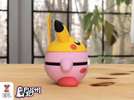 Pokebola Kirby con Pikachu | Figura decorativa impresa en 3D